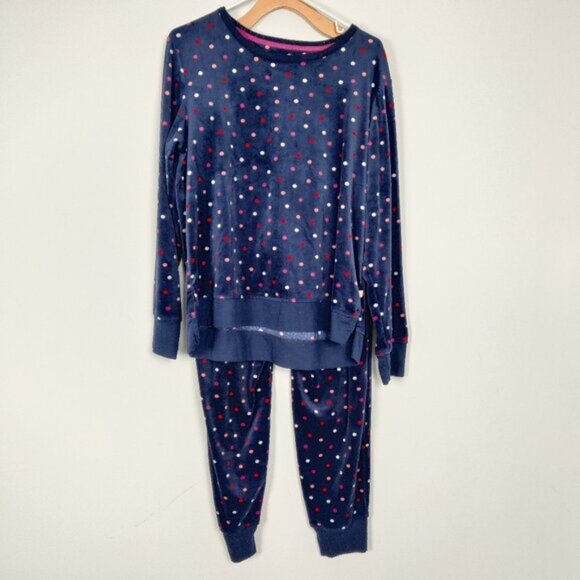 Kate Spade NY Womens Sleepwear Size M Blue Polka Dots Fleece - Picture 1 of 5